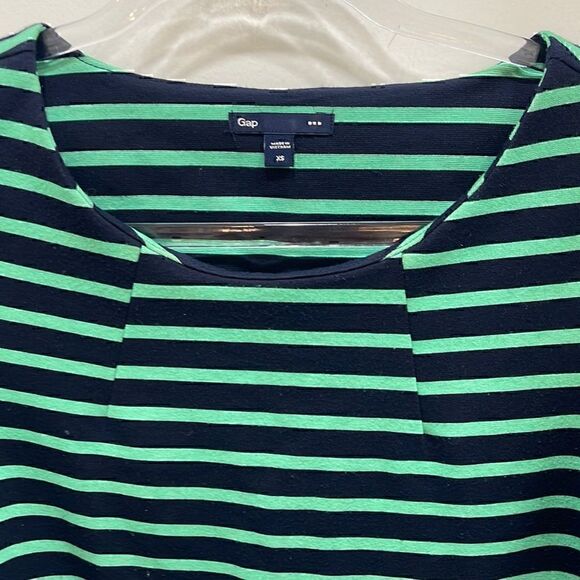Gap Dress scooped neck with Green & Navy stripes Size XS - Picture 2 of 6